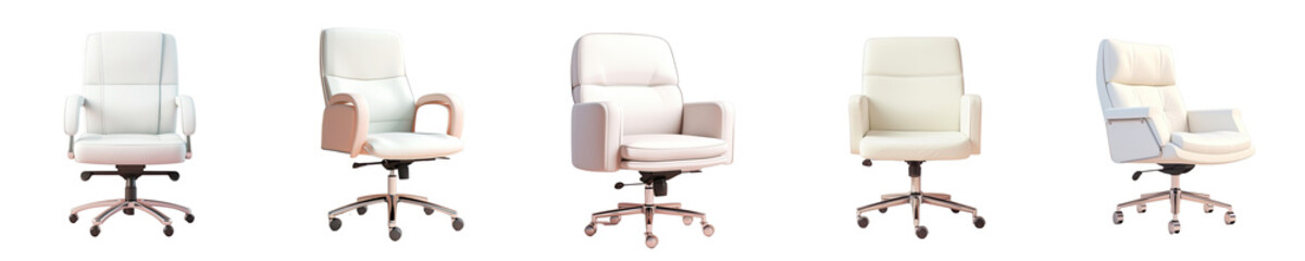Png Set transparent background with isolated white leather office chair