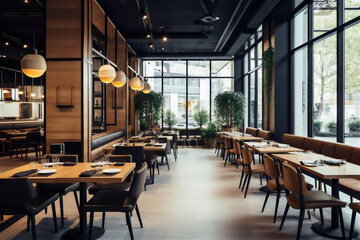 Fototapeta na wymiar Interior of a modern urban restaurant