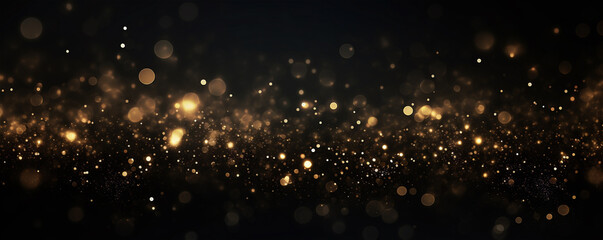 golden glitter on black background, happy new year holiday concept