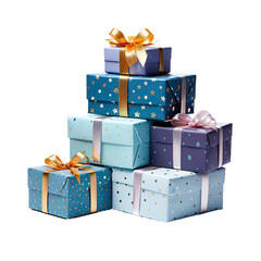 Obraz premium a collection of gift boxes isolated on a transparent background, generative ai