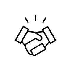 Handshake startup pitch deck icon with black outline style. handshake, icon, business, partnership, vector, symbol, agreement. Vector Illustration