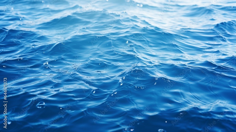 Poster blue textured background of waves with ripples on the water. close-up, selective focus, defocus : ge