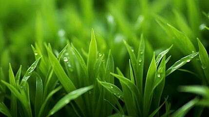 Fototapeta na wymiar Green fresh plants grass closeup for background : Generative AI