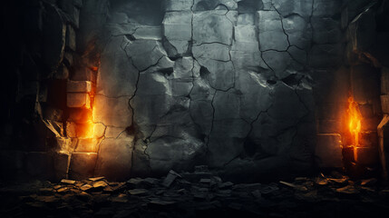 Fototapeta premium Background of ancient stone wall with warm light, Generative Ai