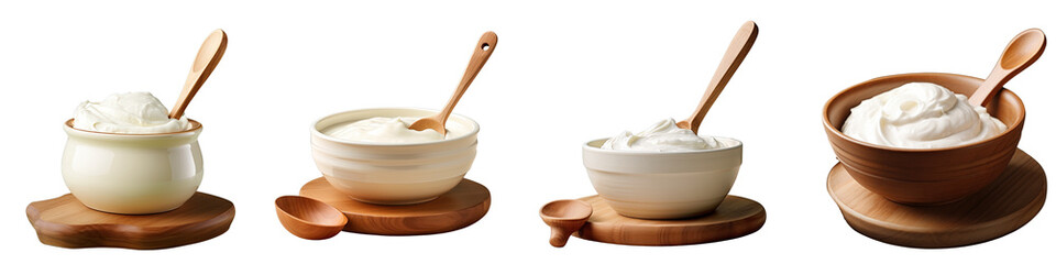 Png Set Sour cream and utensil on transparent background