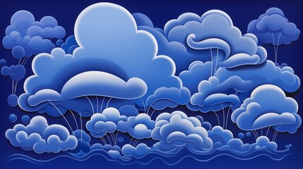 Surreal Dream Scape inspired by 3D art - blue minimalistic fantasy skies (Generative AI)