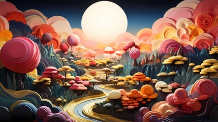 Surreal Dream Scape inspired by 3D art - paper valley (Generative AI)