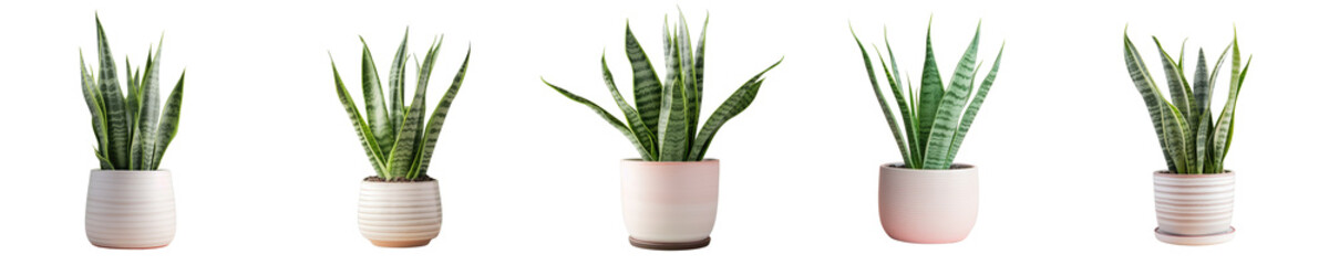 Png Set Snake plant in a white pot transparent background