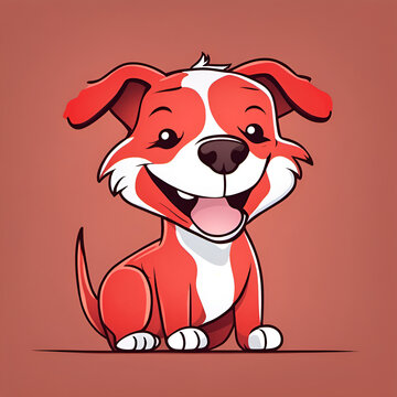 Small cute cartoon smiling dog
