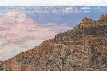 Storm clouds over Grand Canyon National Park in winter viewed from the South Rim, Arizona