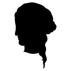 Head in profile of ancient Greek woman. Antique female portrait. Black silhouette on white background. © Olena