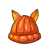 Fototapeta premium Orange fox hat with ears