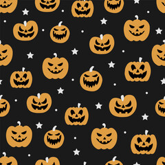 Vector abstract seamless cute halloween pattern.