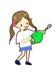 じょうろを持つ女の子