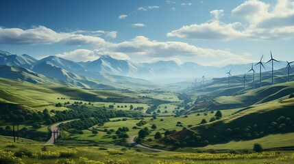 Obraz premium 二酸化炭素を抑える風力発電