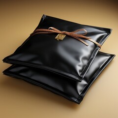 Black bags on a plain background. Generative AI. 