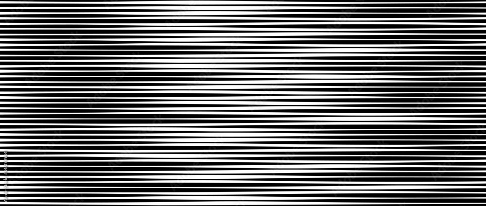 Aufkleber Random linear pattern. White tv noise pattern. Black and white horizontal irregular lines background pattern. Glitch concept wallpaper. Vector striped illustration.