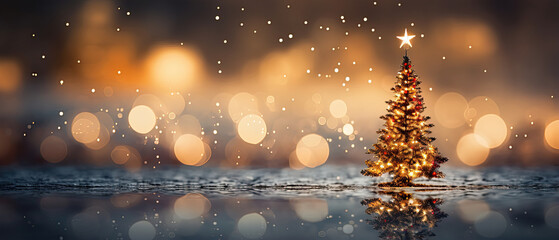 Chrismas tree bokeh lights Christmas Card AI generated  wallpaper.