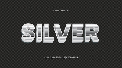 Silver metallic 3d Text Effects. Editable vector eps text effect style.