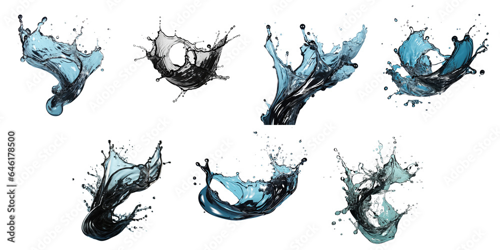 Sticker Png Set Splash of water on a transparent background