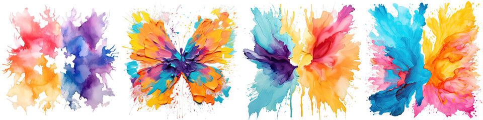 Png Set Using acrylic colors transparent background paper and folding it like the Rorschach method for a mixed texture effect