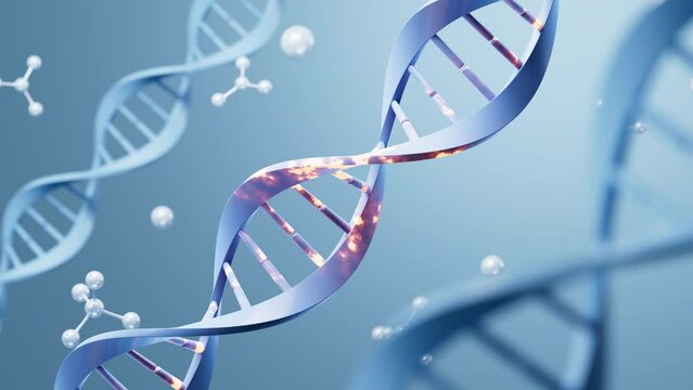 Gene mutation and molecular structure, 3d rendering.