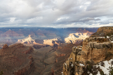 Grand Canyon National Park in winter viewed from the South Rim, Arizona