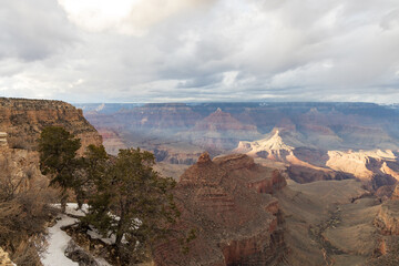 Grand Canyon National Park in winter viewed from the South Rim, Arizona