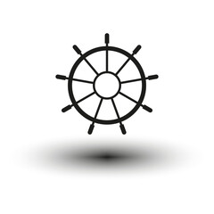 Obraz premium Rudder or boat steering wheel icon. Vector illustration. EPS 10.