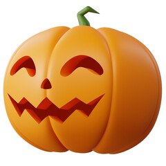 3D Halloween Pumpkin. Halloween design element In 3D and plastic cartoon style. Halloween pumpkin 3D style for poster, banner, greeting card