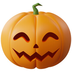 3D Halloween Pumpkin. Halloween design element In 3D and plastic cartoon style. Halloween pumpkin 3D style for poster, banner, greeting card