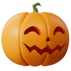 3D Halloween Pumpkin. Halloween design element In 3D and plastic cartoon style. Halloween pumpkin 3D style for poster, banner, greeting card