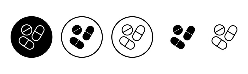Pills icon set illustration. capsule icon. Drug sign and symbol