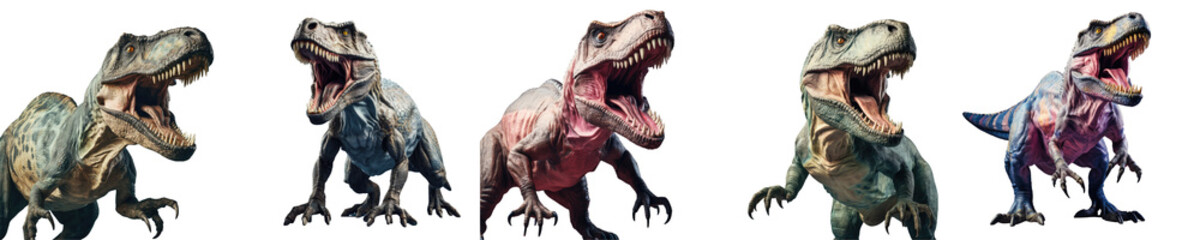Png Set T rex statue alone isolated on transparent background
