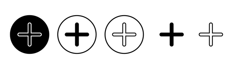 Plus Icon set illustration. Add plus sign and symbol