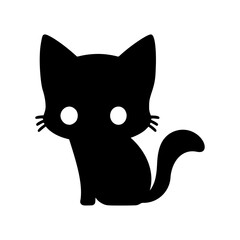 Cute Cat silhouette.Kawaii kitty. Cartoon style. Vector illustration isolated on white background. Design For T-shirt, poster, party invitation