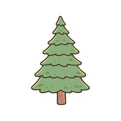 Tiny pine - Christmas tree. Easy drawing line work. Simple vector isolated on white background. Mini design for t-shirt, tattoo, invitation, emblem, stickers.