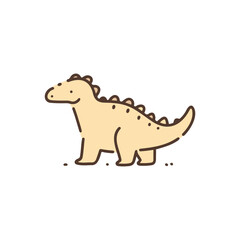 Tiny dinosaur. Baby dino. Easy drawing line work. Simple vector isolated on white background. Mini design for t-shirt, tattoo, invitation, emblem, stickers.