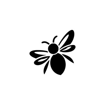 Tiny honey bee silhouette. Easy drawing line work. Simple vector isolated on white background. Mini design for t-shirt, tattoo, invitation, emblem, stickers.