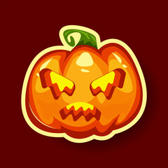 Single pumpkin halloween scary face 