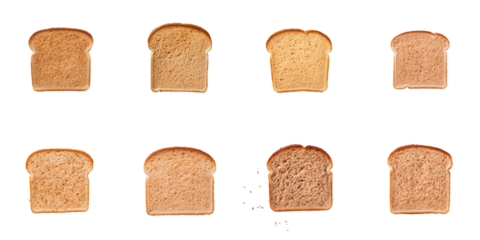 Png Set Slice of multigrain bread on a transparent background with clipping path Top view