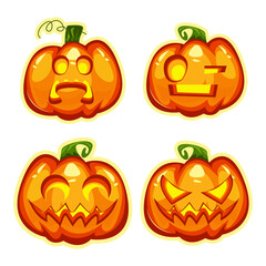 Set face pumpkin happy halloween 