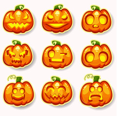Set pumpkin face halloween