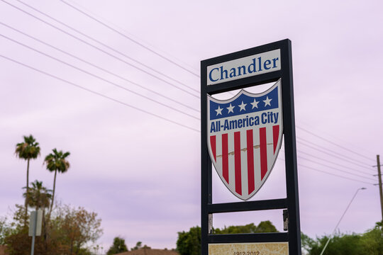 Welcome to Chandler Arizona Street Sign overcast clouds during monsoon