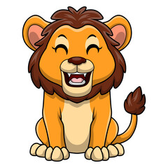 Cute lion cartoon on white background