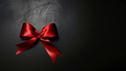 Red ribbon on dark background, World AIDS Day, concept of helping those in need