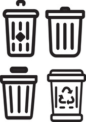 Trash bin icon vector illustration black color