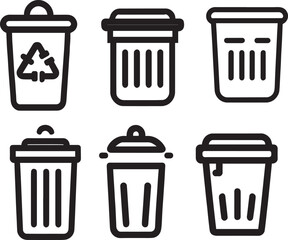 Trash bin icon vector silhouette illustration