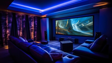 Home Cinema Interior Using Neon Signs