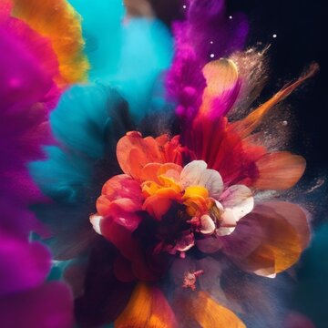 explosion of colors, shapes, and textures that evoke a sense of energy and movement - 